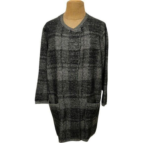 NWOT J.Jill Women's Full Length Overcoat Cotton Blend Gray Black Tunic Size 4XL - Picture 1 of 8